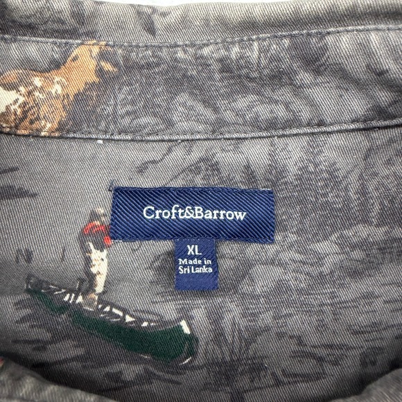 Croft & Barrow XL Button Down Shirt Long Sleeve Deer Fishing Outdoors - Picture 3 of 9